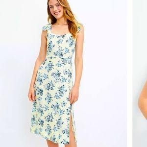 Loft Floral Ruffle Strap Midi Dress